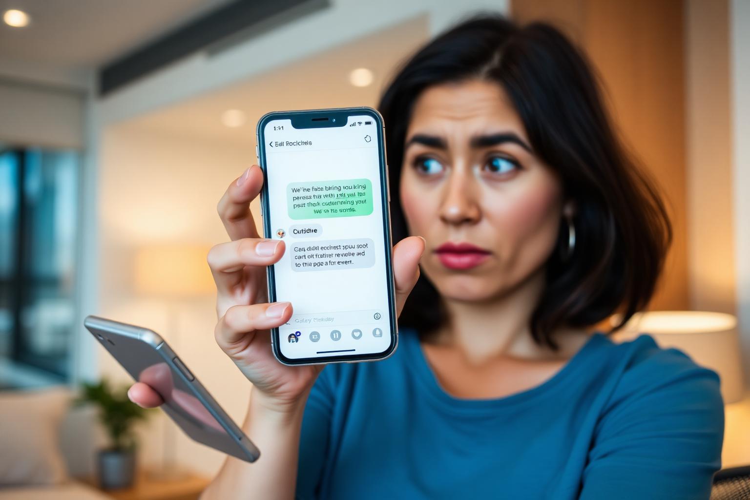 Mensaje de huésped en celular proponiendo pagar fuera de la plataforma de reservas.