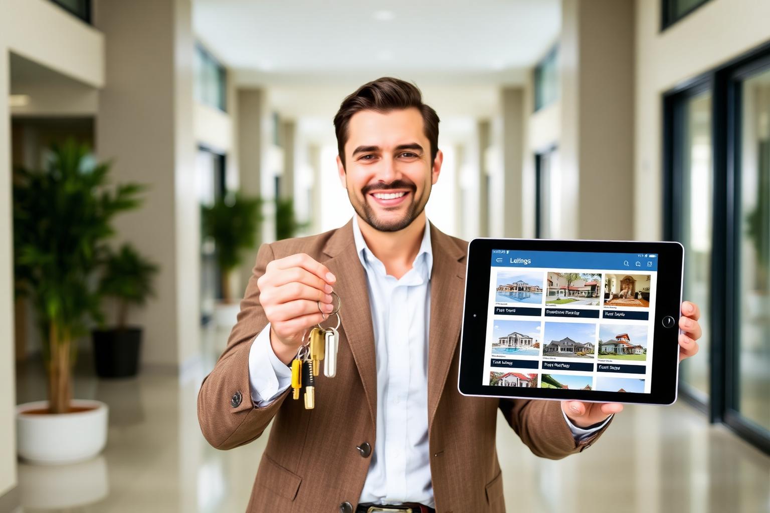 Property manager revisando reportes y calendario de varias propiedades en renta corta.