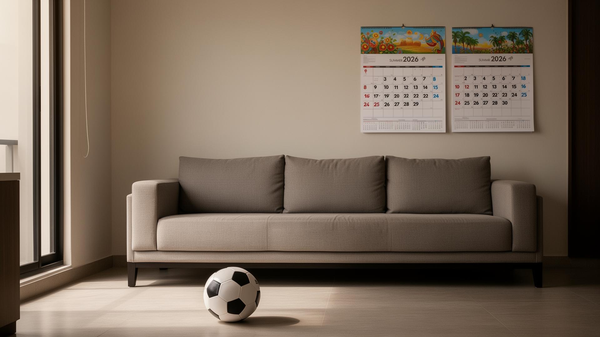 Calendario de reservas vacío en una plataforma de alojamiento durante fechas del Mundial 2026.